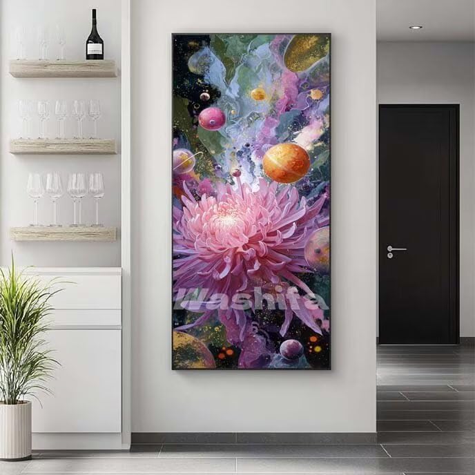 Pintar por Numeros Adultos Universo Pintura por Numeros Principiantes, Flores Paint by Numbers Manualidades, DIY Pintar por Numeros Niños, Decoración de Paredes Hogar, 30x60 cm/12x24 Inch, Sin Marco