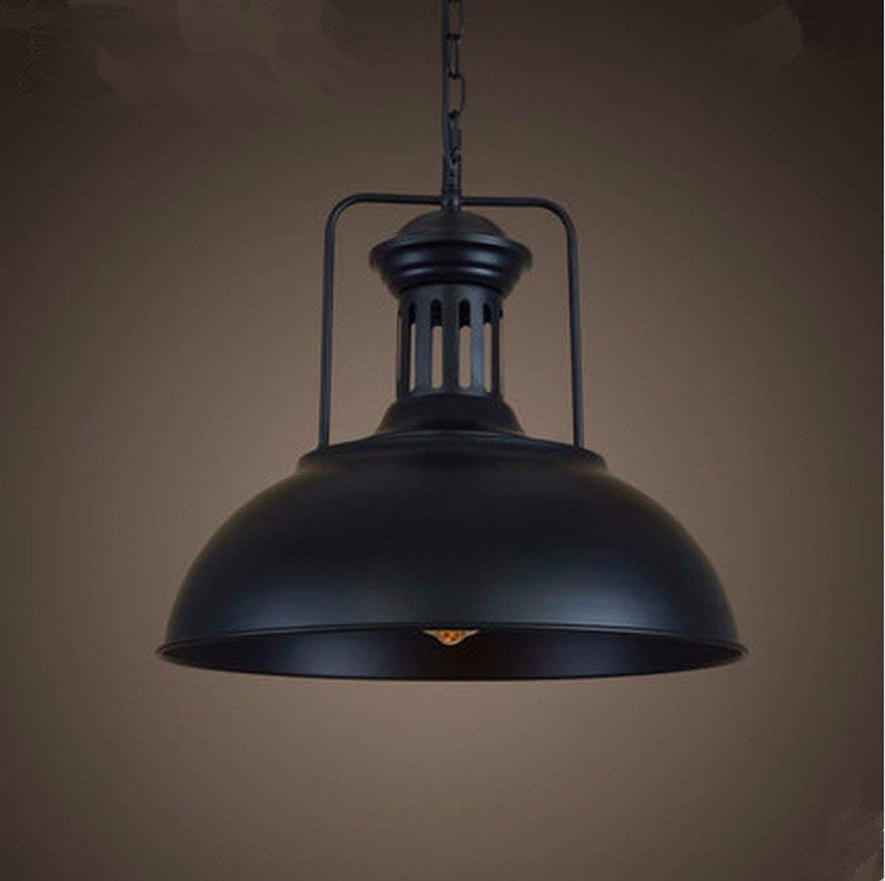 Lustre suspension noir 41cm style industriel rétro en fer pour éclairage de restaurant Loft