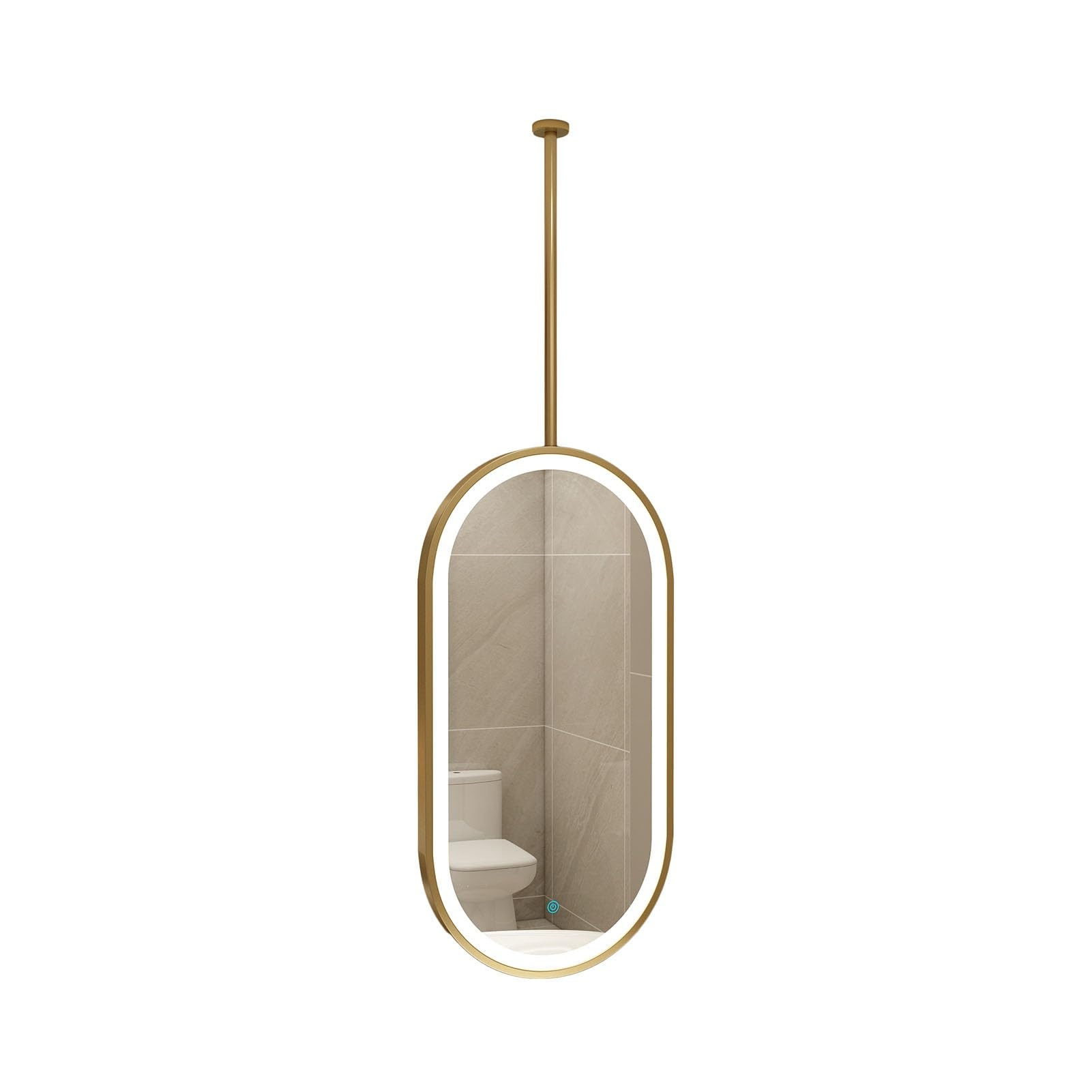 Podświetlane lustro do makijażu i golenia LED do Vani Simple Detive lustro łazienkowe, przezroczyste i praktyczne narożniki, śr. 40 x 80 cm