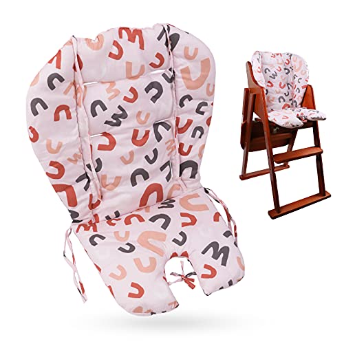 Lomgwumy High Chair Pad, Cover and Seat Cushion - Light, Breathable, Soft and Comfortable With Cute Pink Letter Pattern - Suitable for Most Baby...