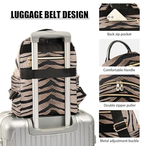 Image of ALAZA Tiger Print Animal Stripe Mini Backpack Purse for Women Travel Bag Fashion Daypack Back Pack Shoulder Bag