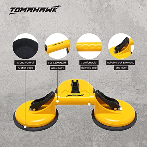 Image of TOMAHAWK TGSC 3 Glass Vacuum Suction Cup with Aluminium Handle for Lifting and Moving Heavy Glass Sheets, Body Panels and many more - Pack of 1 | Heavy Duty & Durable Build