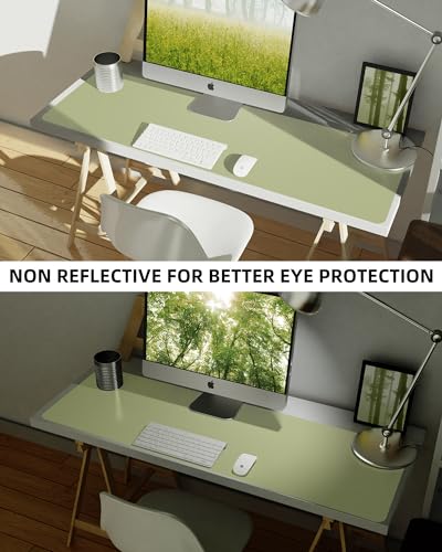 Image of AFIING Leather Desk Pad Protector,Mouse Pad,Office Desk Mat, Non-Slip PU Leather Desk Blotter,Large Desk mat,Waterproof Keyboard mat for Office /Home /Decor (Olive Green,55 inch inch x 17 inch inch)