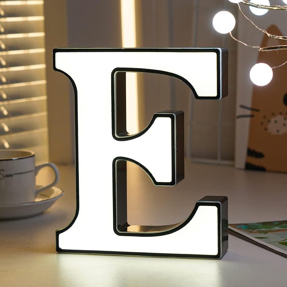 SHANJIA Light Up Marquee Signs, LED Marquee Letter Lights Alphabet Light Up Sign,26 Alphabet Signs for Wedding, Birthday, Party， Bar Decoration (E)