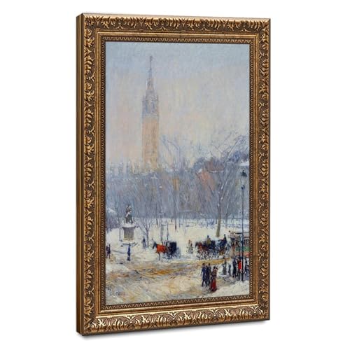 Impression sur toile Snowstorm Madison Square Hassam tableau décoration murale cadre