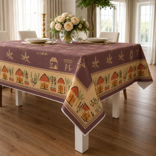 Image of STITCHNEST Cotton Slub Table Cover for 6 Seater Dining Table|54 x 78 Inches, Digitally Printed|Durable, Washable & Fade-Resistant Fabric