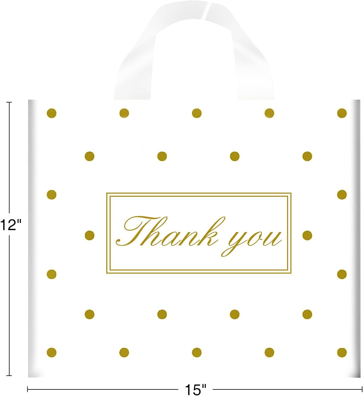 50/100 Pcs Thank You Plastic Bags for Business Small, Plastic Shopping Retail Merchandise Bag with Handles for Party Favors, Boutique, Return Gift,Bulk (50, 15x12Inch) - Image 5