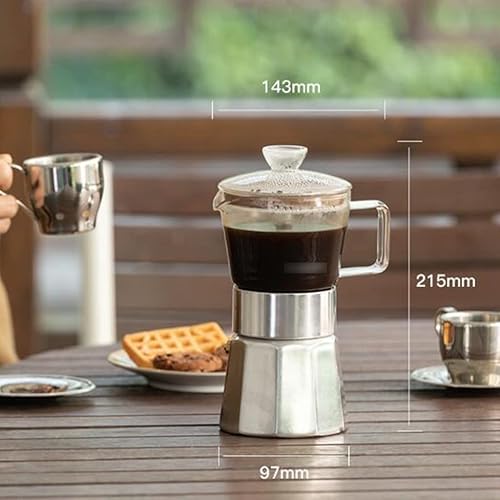 Miniatura 7 de Cafeteras Moca Caldera Espresso Machine, Vidrio y Acero Inoxidable Mocha Pot, 240 Ml/8.5 Oz, Para Máquinas de Café Power (Color : A, Tamaño: 240ML)