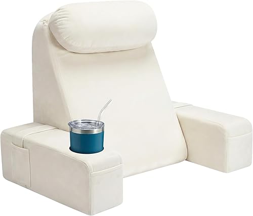 Miniatura 15 de AS AWESLING Almohada de lectura para adultos, almohada de espalda para sentarse en la cama, almohada de respaldo para sentarse en la cama, brazos