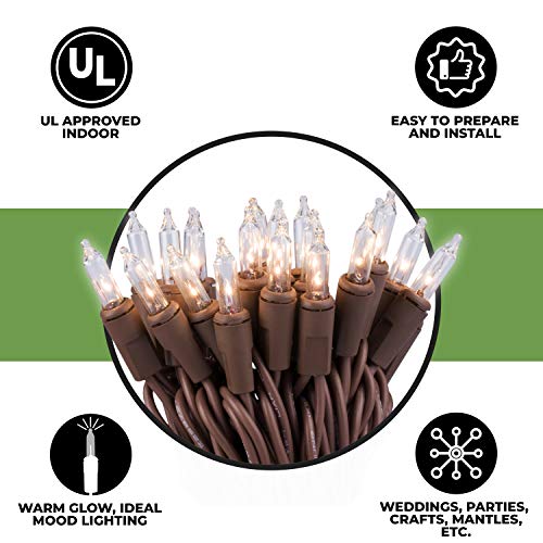 612-Vermont-35-Clear-Mini-Christmas-String-Lights-on-Brown-Wire-Cord-UL-Approved-for-Indoor-Use-Only-9-Foot-of-Lighted-Length-10-Foot-of-Total-Length 612 Vermont 35 Clear Mini Christmas String Lights on Brown Wire Cord UL Approved for Indoor Use Only 9 Foot of Lighted Length 10 Foot of Total Length