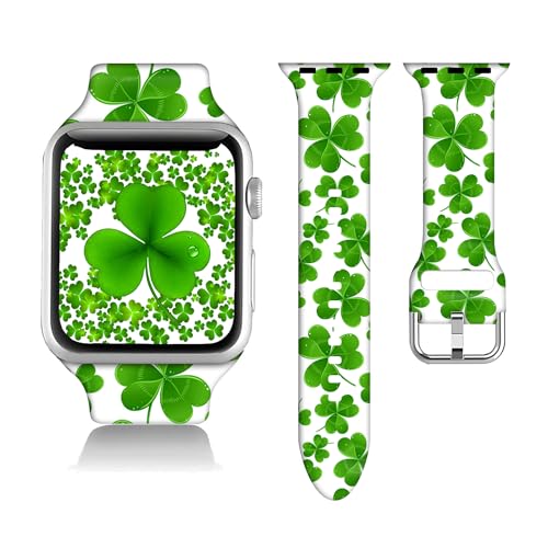 Clover Apple Watch 38/40/41/42/44/45/46/49mm ���f�B�[�X �����Y �\�t�g�V���R�� St Patricks Gifts �f�R���[�V���� �����p���X�g�o���h iWatch Series 11 10 9 8 7 6 5