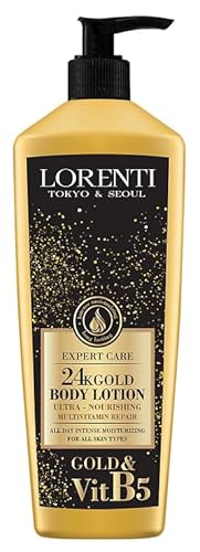 LORENTI TOKYO & SEOUL Lozione corpo da donna in oro 24 K, 400 ml, crema per il corpo con cura profonda, lozione per il corpo, lozione idratante, cura del corpo e delle donne