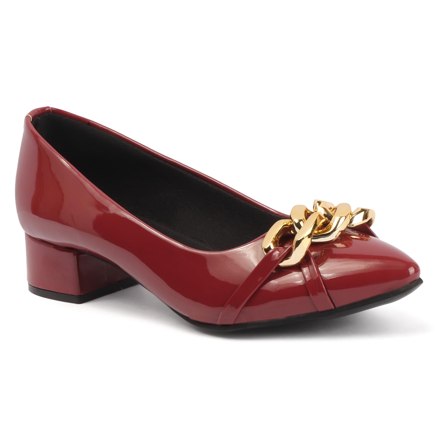Women Pointed Toe Block Heel Pump Slip on Paitent with Buckle Casual Stylish & Comfortable DSN-17-image-45
