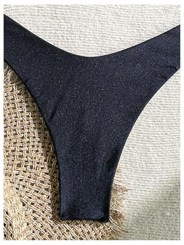 SOLY HUX Women's 2 Piece Bikini Set Metal Decor Halter Swimsuit Tie Back High Cut Bathing Suit4