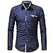 Tefamore-Hommes Casual Automne Formelle à Pois Slim Fit Robe à Manches Longues Chemise Haut (XXXL,Bleu)