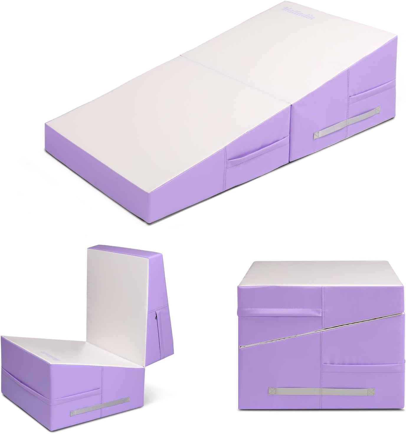 Matladin Incline Gymnastics Cheese Wedge Mat, 48"x24"x14" - Folding Gymnastics Mat for Kids Girls Home Training