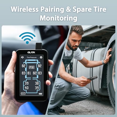 GUTA Tire Pressure Monitoring System, Trailer TPMS with Color Touchscreen Display & 12 Flow Thru Sensor, 6 Alert Modes, Signal Booster, Tire Pressure Monitor for RV, Camper, Semi, 5th Wheel (0-188PSI) by GUTA - Image 8