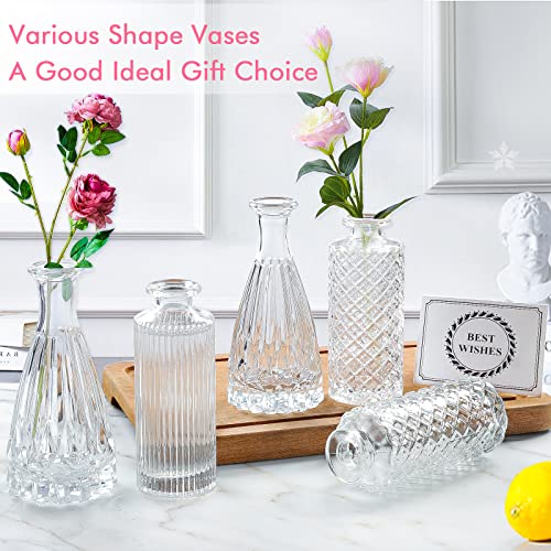 Glassset Of 12,Small Mini Clear Bud Vases In Bulk,Vintage Clear Glass Bottles Vase For Home Decor, Wedding Centerpieces Table Decor,Floral Arrangements,Dinning #TOP2