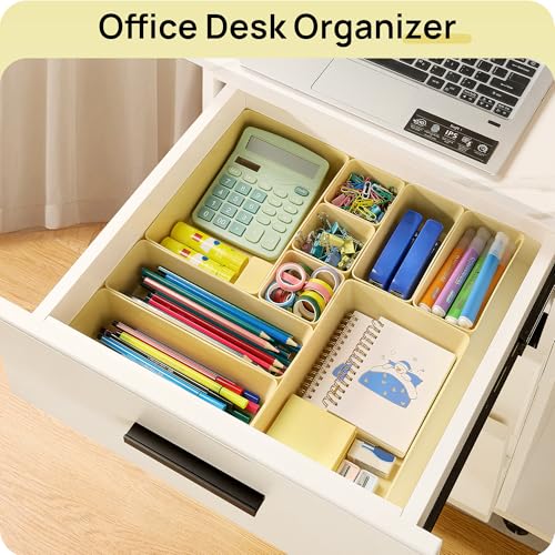 Image of Vtopmart 25 PCS Plastic Drawer Organizers Set, 4-Size Versatile Bathroom and Vanity Drawer Organizer Trays, Storage Bins for Makeup, Bedroom, Kitchen Gadgets Utensils and Office