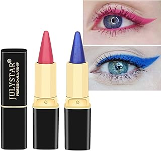 Sponsored Ad - 2Pcs Red & Blue Cream Gel Eyeliner Stick, Waterproof & Smudge-resistant, Glides On Easily To Create Any Loo...