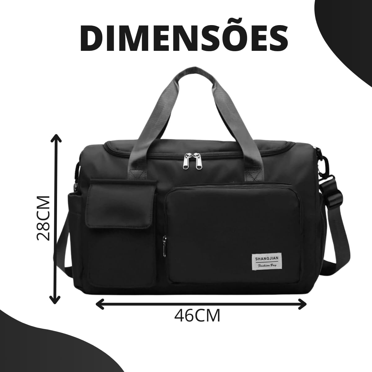 Mala de Mao Compacta de Viagem Feminina Funcional Alca Transversal Bolsa de Viagem em Nylon Resistente com Bolso para Sapatos Ajustavel Leve e Versatil Ideal e Uso Diario (Preto) Mala de Mao Compacta de Viagem Feminina Funcional Alca Transversal Bolsa de Viagem em Nylon Resistente com Bolso para Sapatos Ajustavel Leve e Versatil Ideal e Uso Diario (Preto)