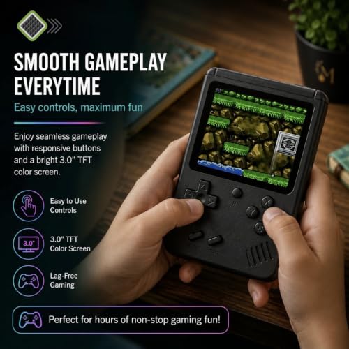 Image of YGM Rechargeable Pocket Video Game Console for Kids -in-1 Retro Handheld Gaming Device with Built-in Classic Games, TV Output Support (Any Available Colour)