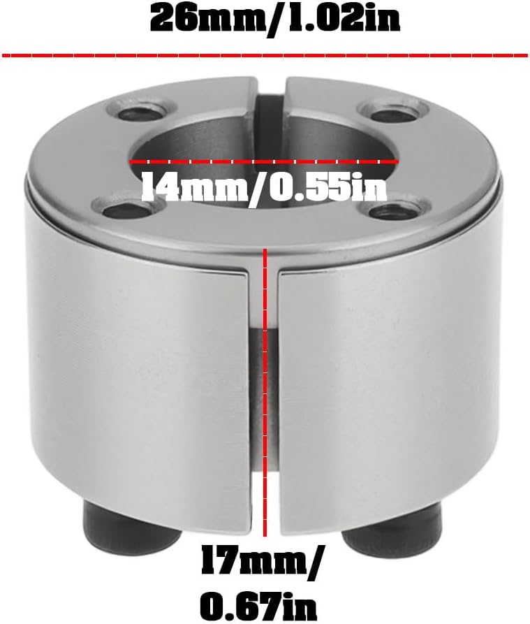 1 Pack Expansion Locking Sleeve 61541400 14x26x17 mm Compatible with Universal Shaft Hub Keyless for 14 mm Shafts Includes 4 M3 Screws