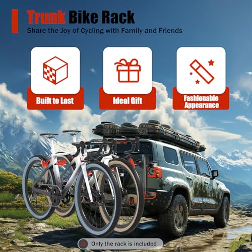 YIYIBYUS 3 Bike Rack Trunk Mount Rack, Foldable Vehicle Bicycle Carrier for Most Cars SUV Sedan Hatchback Minivan, w/Adjustable Straps