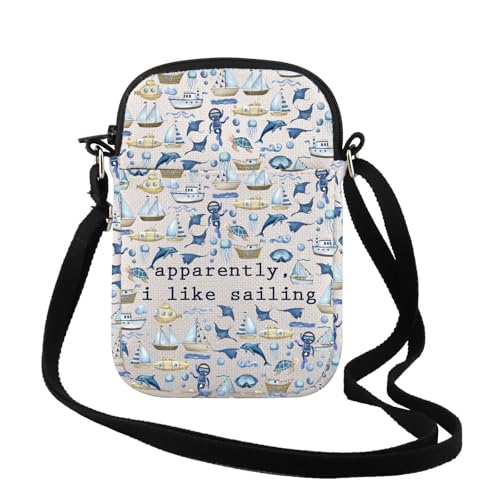 Image of TSOTMO Apparently I Like Sailing Crossbody Bag Funny Sailing Gift Nautical Boat Captain Boating Shoulder Bag for Sailor, Sailing Cr, Fashion