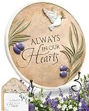 Stunning Garden Memorial Stone with Stand & Sympathy Card (10') - Artist Designed Peace Dove Amongst the Olive Branches - Ideal for Garden Decor, Memorial Gifts & Sympathy Gifts for Loss of Loved One