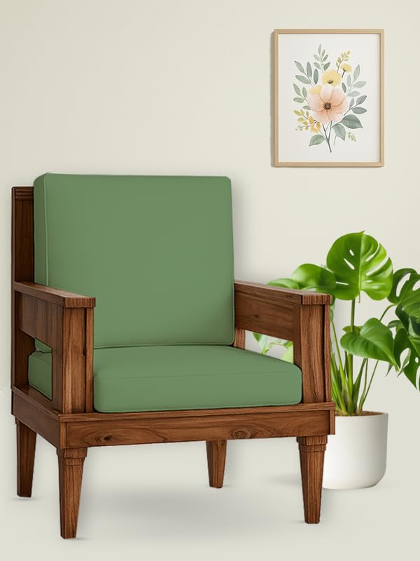Image of HOTKEI Pista (Pack of 2) 200 GSM Fabric Wooden Sofa Seat Cover Elastic Stretchable Cushion Seat Slip Cover Protector for Wooden Sofa Set 1 Seater Antislip Full Covers for Living Room