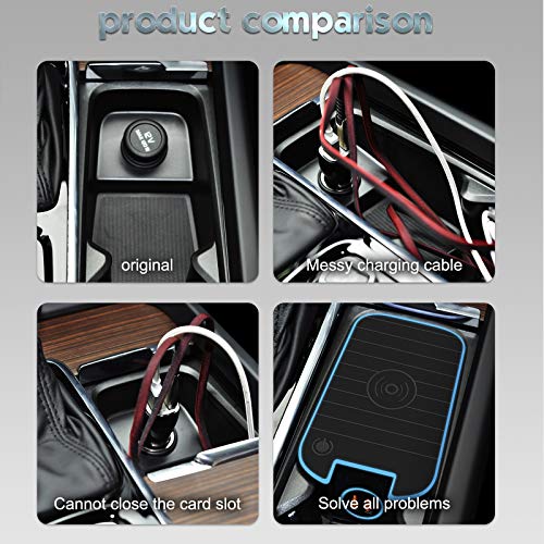 CAREUD QI Wireless Car Charger for Volvo XC90 XC60 S90 S60 V90 V60 Accessories with QC 3.0 USB Fast Charging Port Wireless Phone Charging Pad for Car