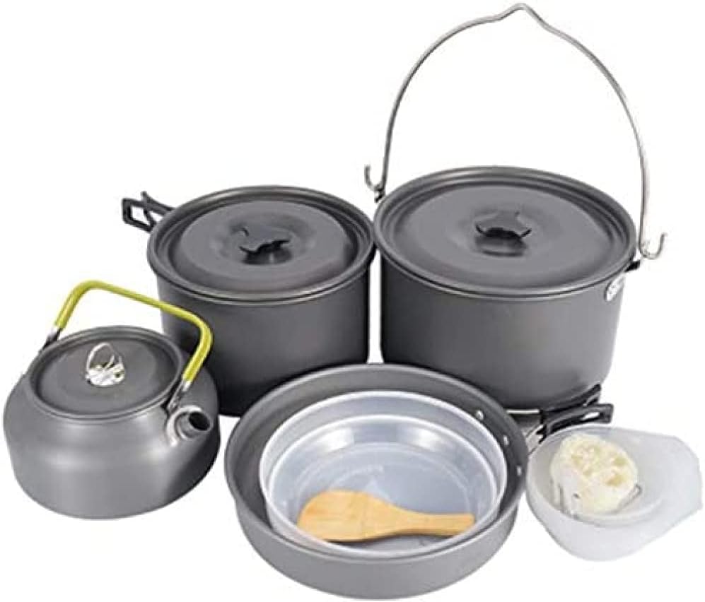 Camping Cooker Set Portable and Light Outdoor Cooking Set Pans for 6-7 People Camping and Hiking Camping Cooker Set