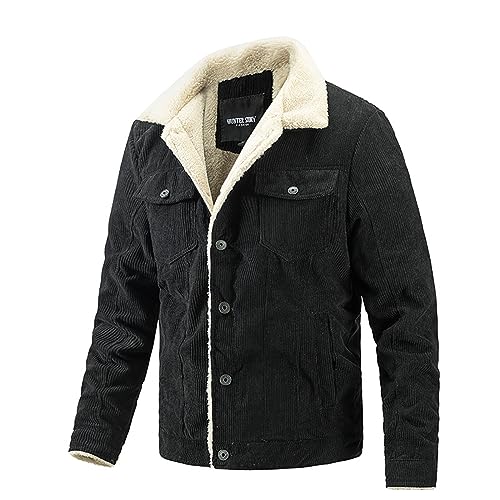 Canbebig Men's Corduroy Sherpa Trucker Jacket Western Jackets Fall Winter