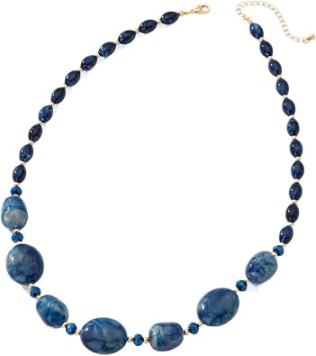Chunky Beaded Statement Necklace for Women Boho Resin Bib Collar