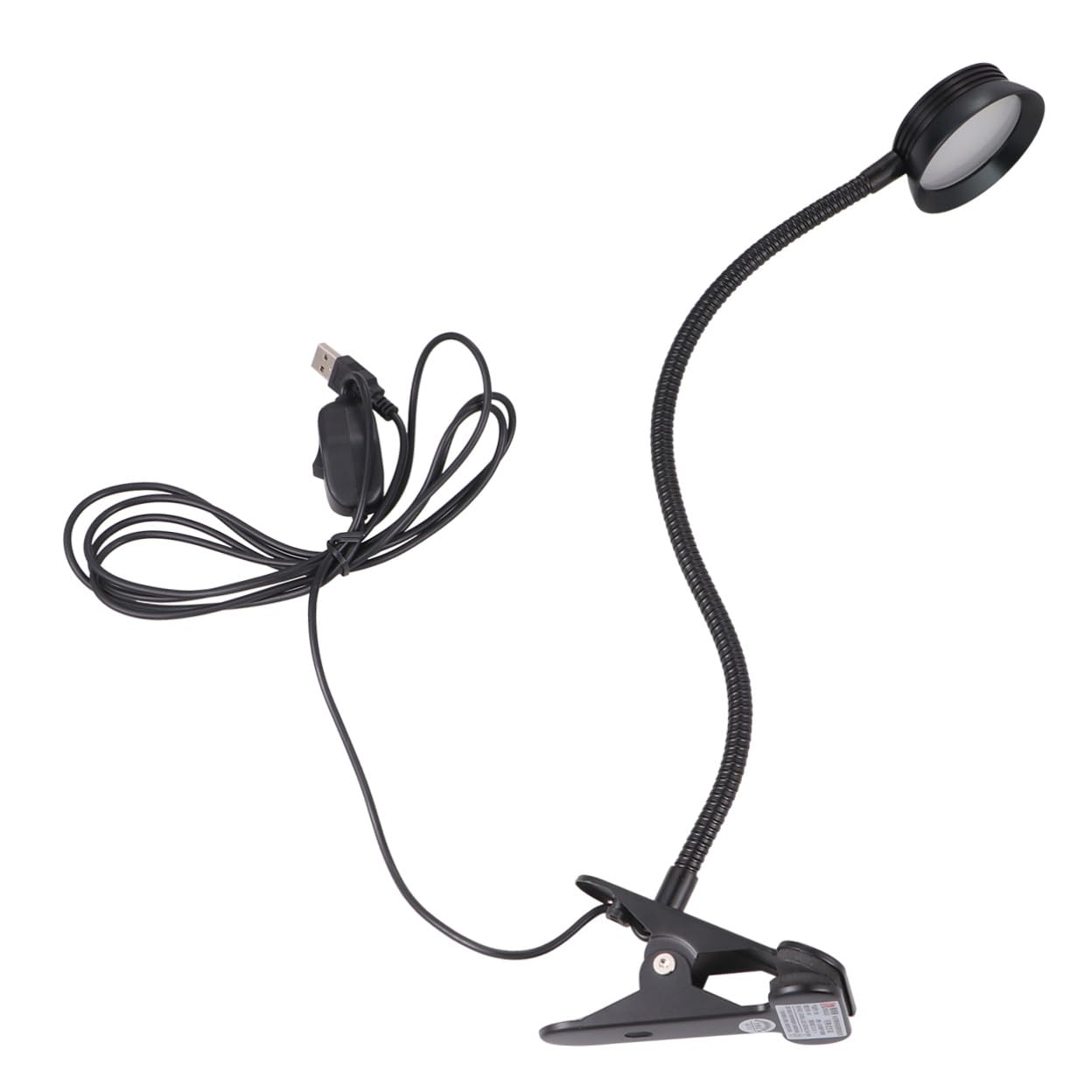 Lampada da Lettura LED Pinza 4w 6w Flessibile Nera | Cavo USB Incluso, Collo Orientabile, Clip Robusta per Letto, Campeggio e Hobby