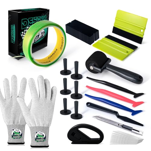 FOSHIO 50M Messerloses Tape Knife Auto Vinyl Werkzeug Kit Autofolie Rakel Set für Tönungsfolie Wrap Folien WerkzeugSet für Wrapping 6PCS Auto Wrap Magnete