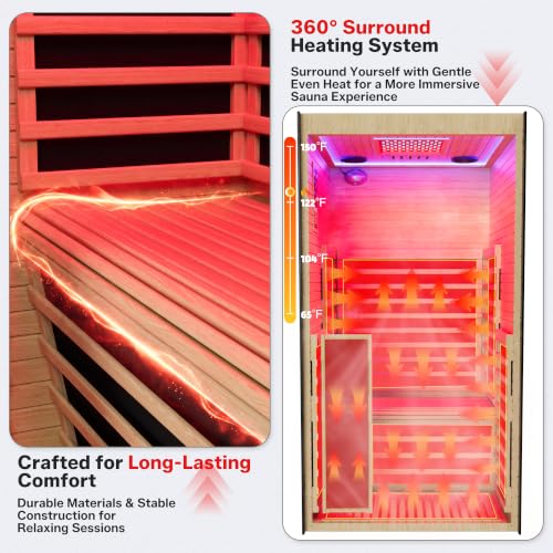 Image of 1-2 Person Low EMF FAR Infrared Sauna with 9 Heating Panels