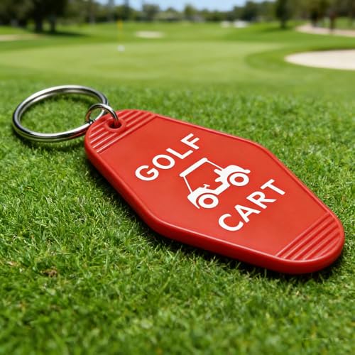 Image of 2pcs Golf Cart Keychain Plastic Retro Motel Golf Cart Key Chain for Women Men