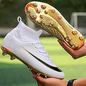 Unisex Voetbal Mannen Vrouwen Lange Spike Voetbalschoenen Volwassenen Anti-slip Voetbal Sneakers Ademende Futsal Schoenen Unisex Jongens Ademende Voetbal Sneakers,White-42