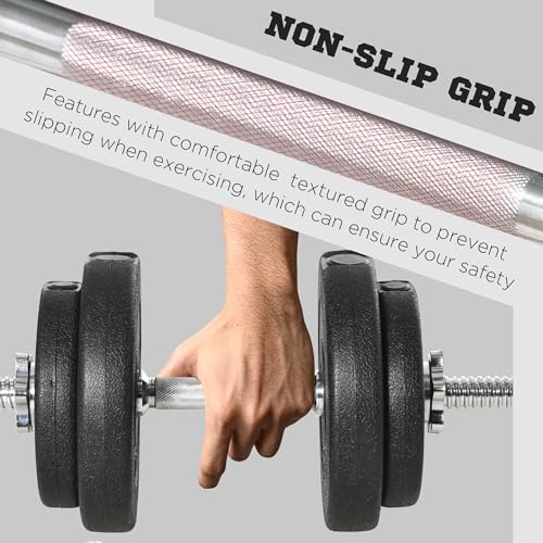 HOMCOM Adjustable Weights Dumbbells Set, Dumbbell Hand Weights for Home Office Gym Body Fitness Lifting Training, Black - Image 5