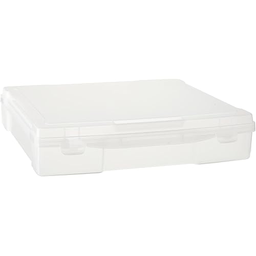 Simply Tidy 12” x 12” Plastic Scrapbook Storage Case- Portable Case for Documents, Papers, Sewing, Crafts - 1 Pack