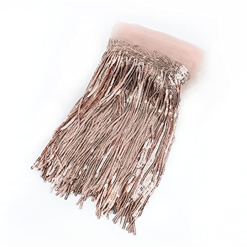 Yalulu Rose Gold Metallic Sequin Trim 5 Yards x 7.8 Inch Faux Fur Boho Dance Costume Decor
