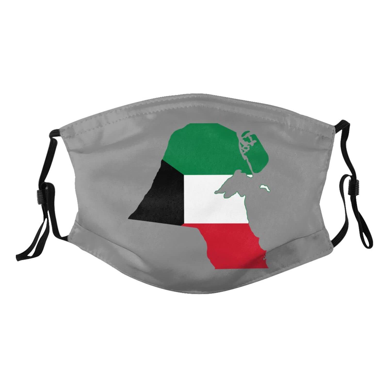 Kuwait Flag Map Mask Protect Respiratory System Breathe with Peace of Mind Black