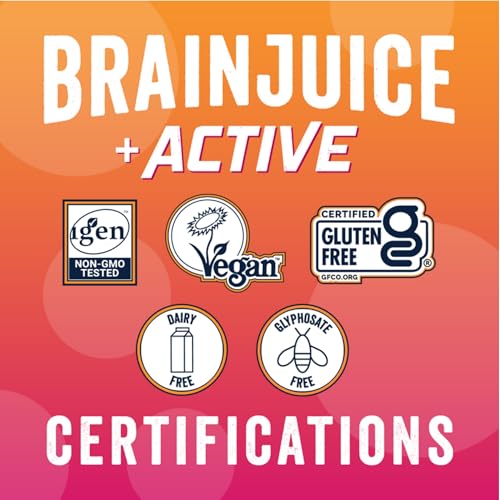 Image of BrainJuice Nootropics Brain Support Supplement, Gluten Free Powder for Energy and Focus, Drink Mix with L Theanine, Alpha GPC, Vitamin B, Organic Green Tea Extract (Active Pomegranate Acai)