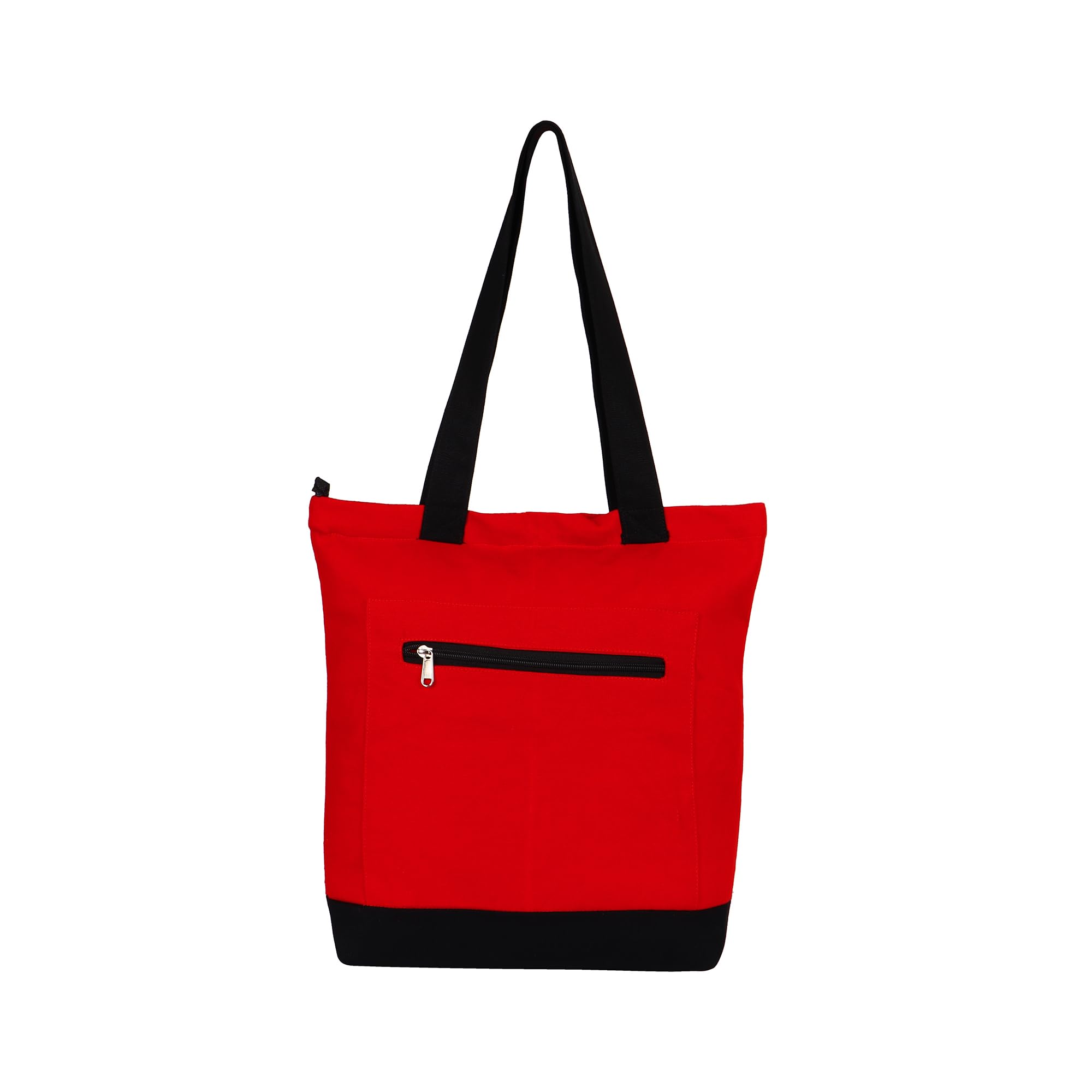 VivinkaaRed Color Black Botom With Front Zip Pocket Tote