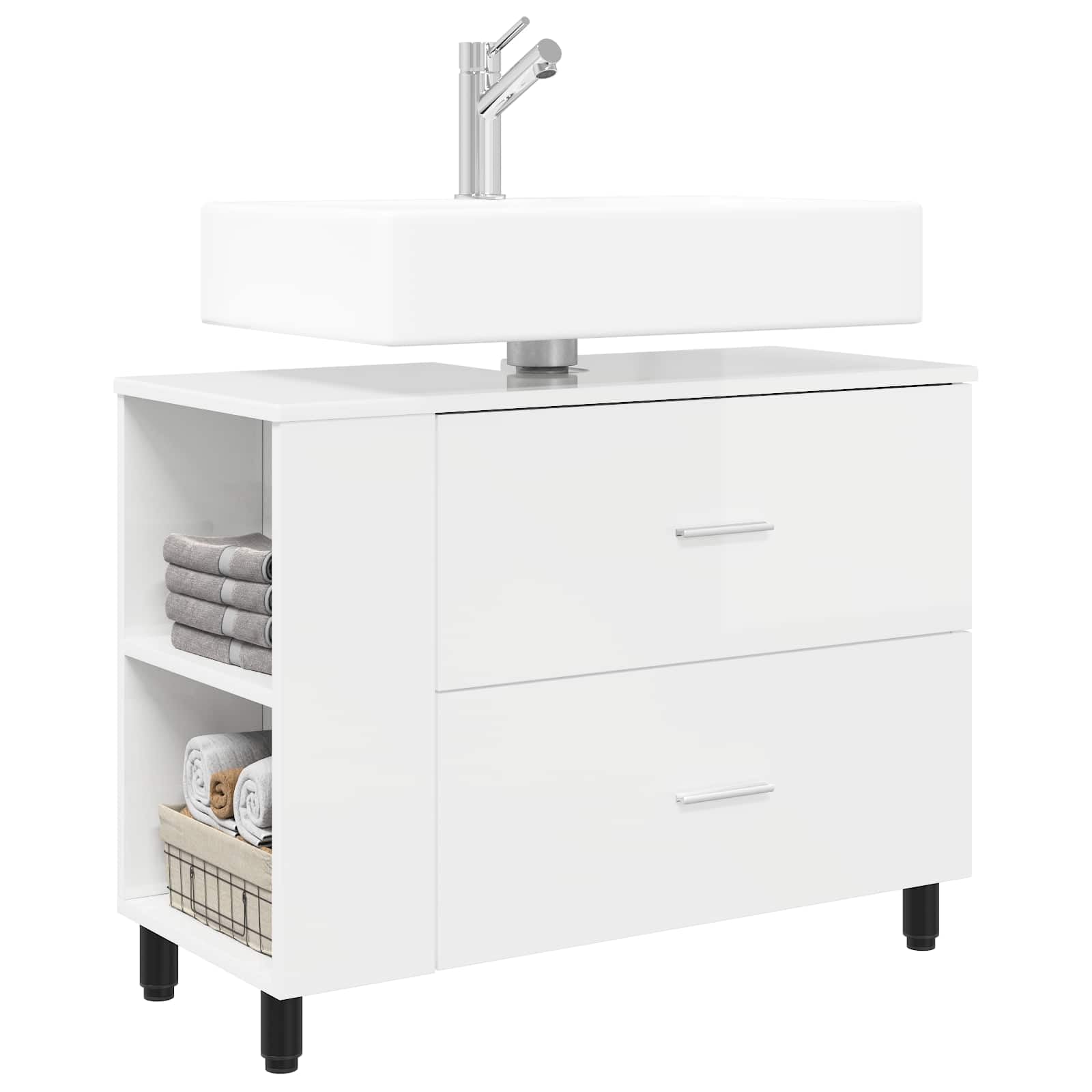 Mobile sottolavabo bianco lucido, 80 x 35 x 60 cm, mobile da bagno
