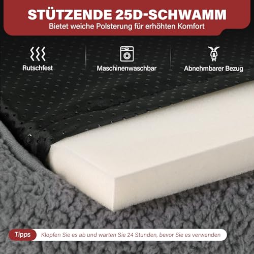 Mora Pets Selbstheizende Katzendecke Selbstwärmend Ohne Strom Wärmedecke Katze Waschbare Heizdecke Hund Erhöhtes Kopfkissen Design Selbstheizende Decke Katze mit 25D-Schwamm 43 X 49 cm, Gray