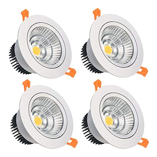 Preisvergleich Produktbild LightingWill LED-Einbauleuchte, 16 W, CRI80, dimmbar, COB Richtung, Deckeneinbauleuchte, Aussparung, 115 mm, 60 Abstrahlwinkel, Warmweiß, 3000 K-3500 K, 120 W Halogenlampen, 4er-Pack