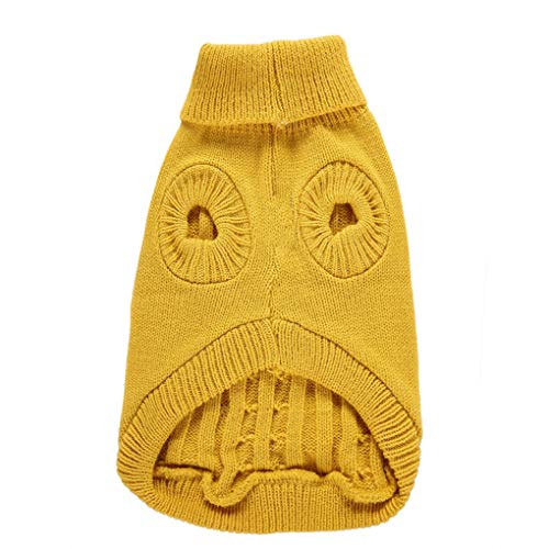 Image of Dog Sweater Soft Warm Turtleneck Knitted Clothes for Small Medium Large Pet | Comfy Wool Knit, Turtleneck & Classic Design, Easy on /off, Warm Winter Girls Boys Dogs Christmas Sweaters, Yellow, XXS
